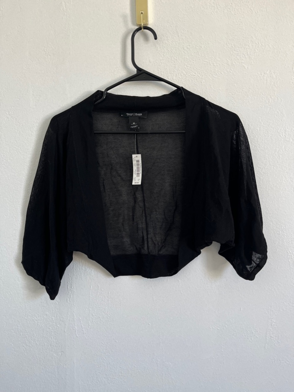 White House Black Market Black Lightweight Open-Front Cardigan Size Medium